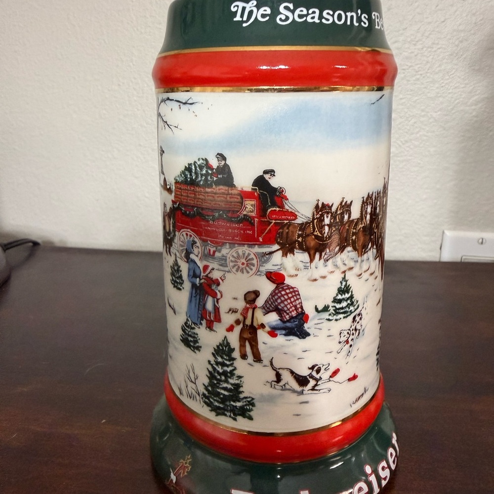 1991 Budweiser Holiday Stein “Collector's Series" titled "The Season's Best